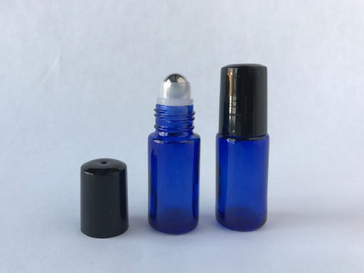 3pc Cobalt Blue Color Glass Roller Bottles 5ml